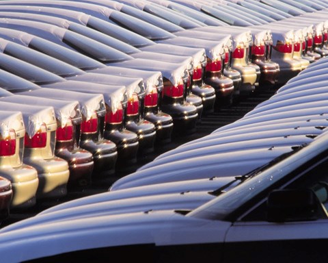 Row of cars in the parking lot