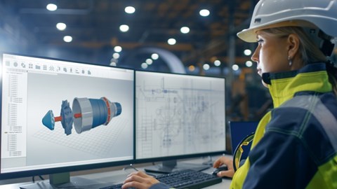 Woman working in technical factory