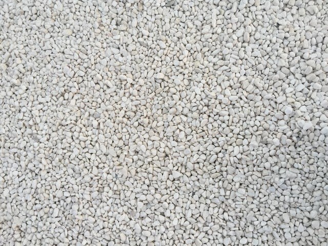 Close-up of white gravel, also mineral aggregrates in construction 