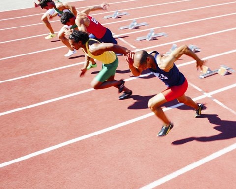 Athletics: runners on the athletics track