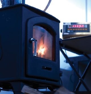 solid fuel burning inside a furnace