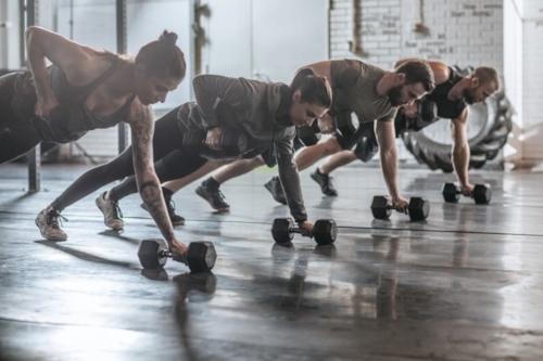Men and women doing sports