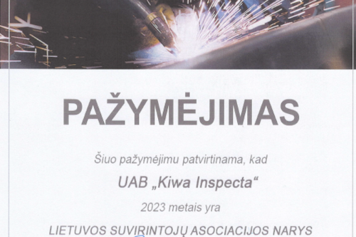 Kiwa Inspecta Sertifikatas LSA