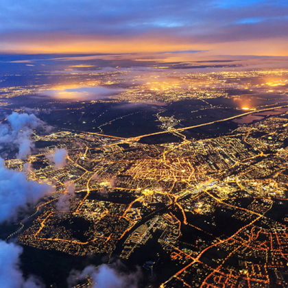Wereld verlicht door lichtjes